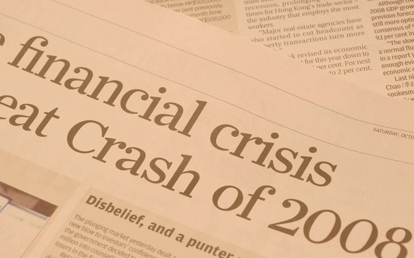 Newspaper article about Financial crash of 2008